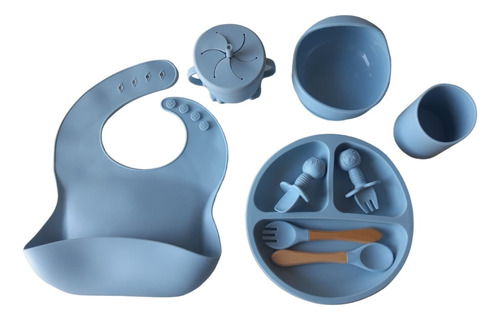 Set Bebe Alimentación Completa Silicona 10 Piezas Blue