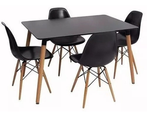 Juego Comedor Eames Mesa 4 Sillas Mdf Blanco