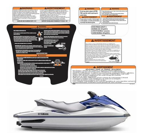 Kit Adesivos Etiquetas Jet Ski Para Yamaha Vx 14814 Cor Amarelo/branco