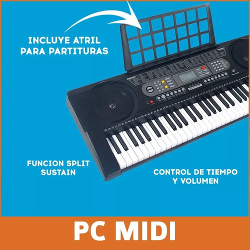 Imagen 8 de 10 de Organo Teclado Musical Mk902 61 Teclas Sensitivo Promo
