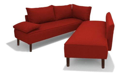 Sala Esquinera Inova Sillon Futon Sofa Cama Convertible Color Rojo Diseño De La Tela Loneta