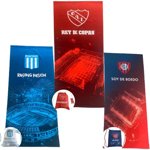 Toallon San Lorenzo Independiente + Mochila Ct Plumitaa Cs