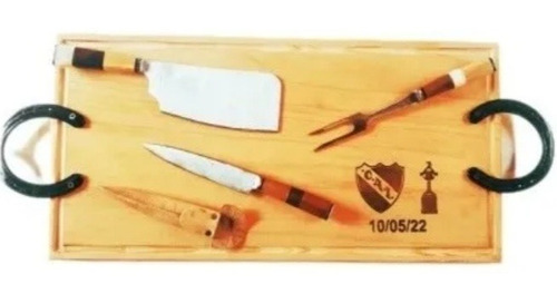 Set Parrilla Kit Asador Juego Tabla Personalizada Hacha Papa