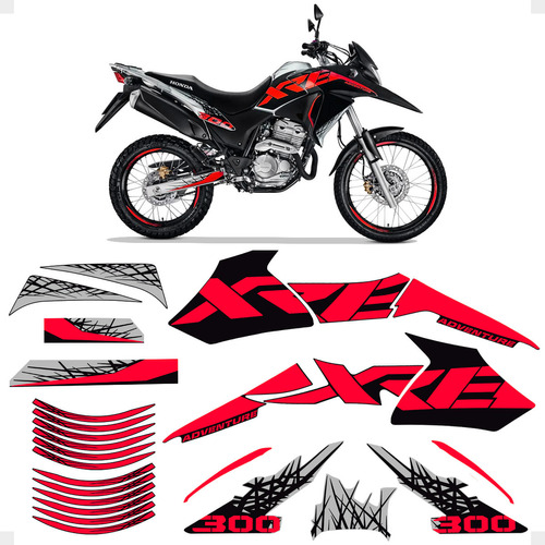 Kit Adesivos Moto Honda Xre 300 Adventure 2009/2018 Vermelho