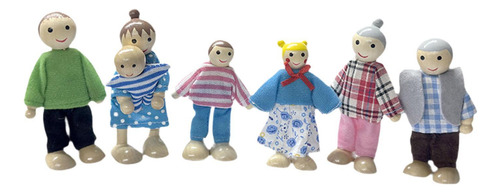 7 Piezas Miniatura People Set Figuras De Acción De Madera