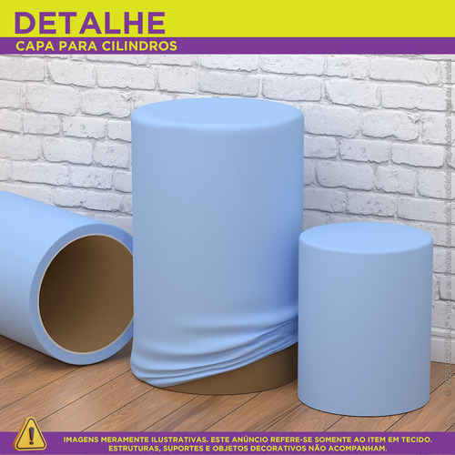 Trio Capas De Cilindro Sublimado Liso Azul Claro Veste Fácil Em Tecido