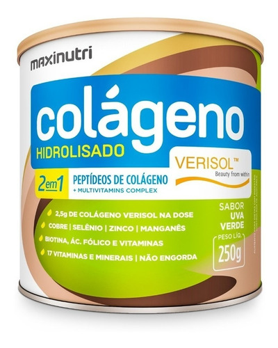 Colágeno Hidrolisado Verisol® 2em1 Antirrugas 250g Maxinutri