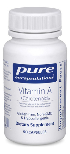 Vitamina A + Carotenoides Pure Encapsulations 90 Cápsulas