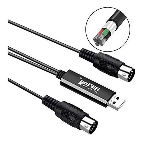 Cable Midi 5 Pines A Usb Pc Teclado Controlador Bateria