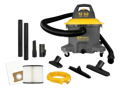 Aspiradora Seco Mojado Trabajo Rudo Koblenz Wd-12 C4 12 Gal Color Negro De Amarillo