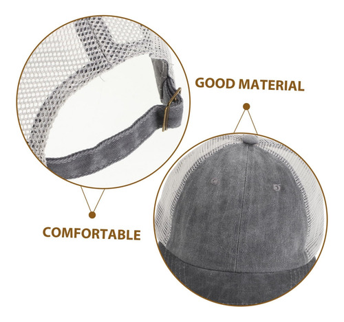 Gorra Béisbol Malla Transpirable Unisex - Ajustable, Gris