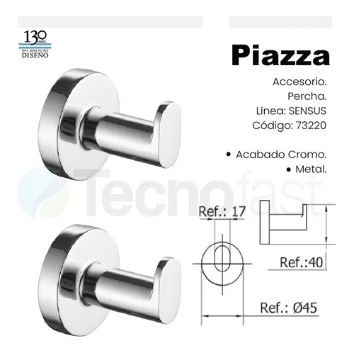 Accesorios Baño Kit Juego Piazza Sensus 6 Piezas Acero Inox