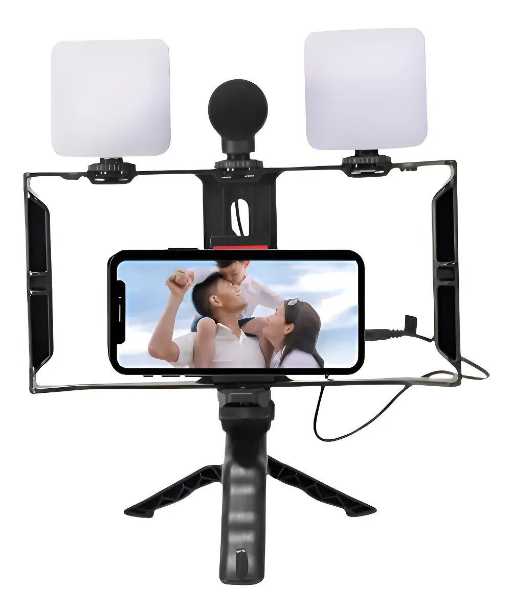 Kit Stedicam Celular Tomate Preto 2 Iluminador W81 para YouTube