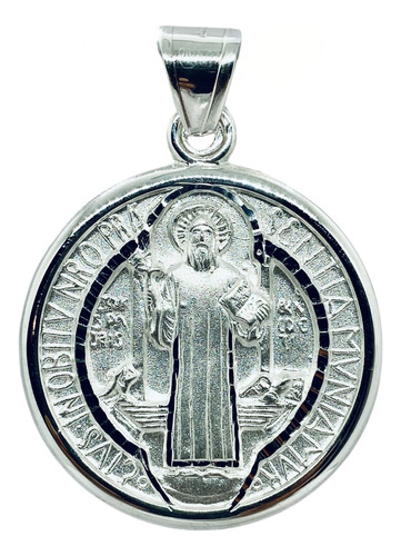 Medalla De San Benito Mateada Extra Grande Bisel (deperlá)