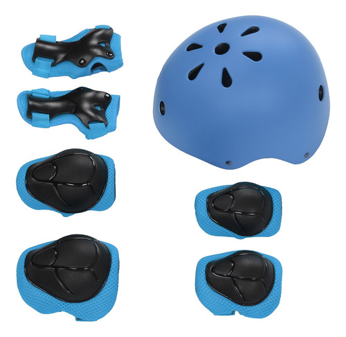 7 Unids/set Niños Casco De Seguridad Rodilleras Coderas Conj