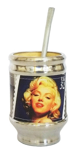 Imagen 3 de 3 de Termo Acero Inoxidable Mate Aluminio Madera Marilyn Monroe