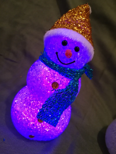 Imagen 6 de 12 de Muñeco De Nieve Con Luz Decoración Navidad 20 Cm Altura