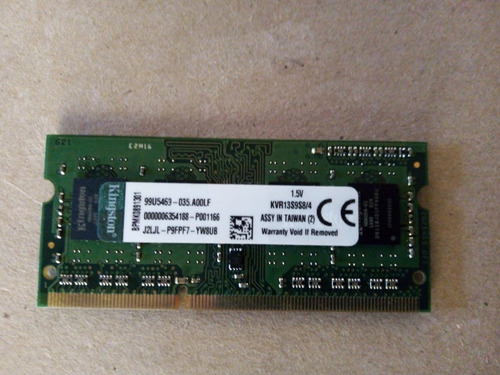 Memoria Ram Valueram Color Verde  4gb 1 Kingston Kvr13s9s8/4