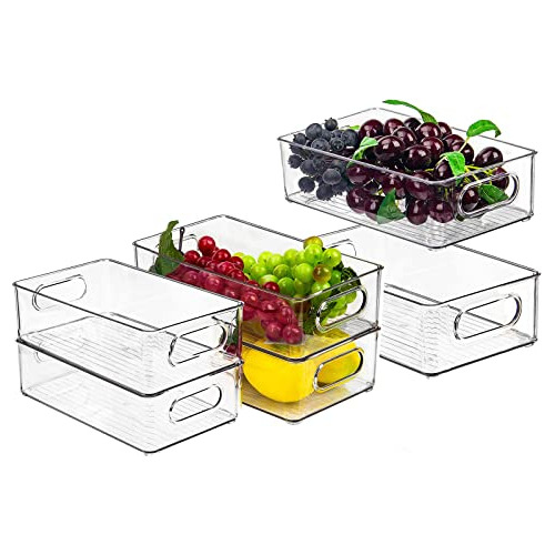 Stackable Refrigerator Organizer Bins, 6 Packs 3 Sizes ...