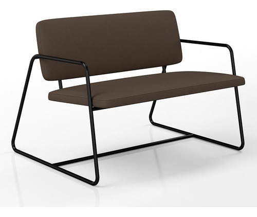Namoradeira Decorativa Sintra Estilo Industrial Pto/marrom Cor Preto Fosco/suede Marrom Desenho Do Tecido Liso