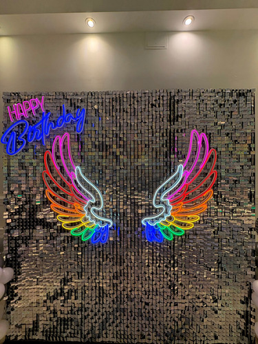 Alquiler Shimmer Wall Cartel Neon Para Eventos Y Cumpleaños Plateado