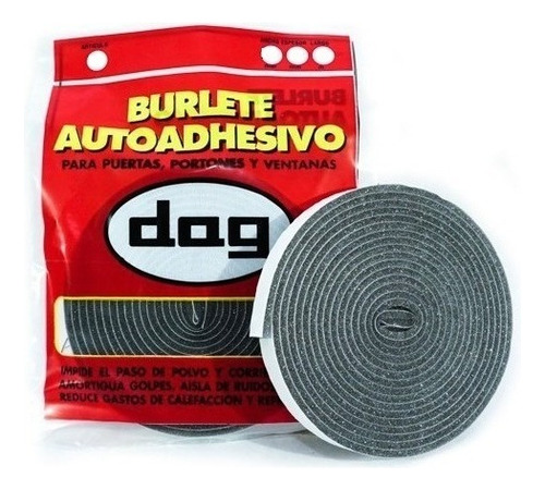 Burlete Autoadhesivo Dog - 20 X 5 Mm - De 5 Metros Color Gris