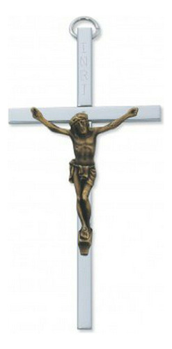 4 Pulgadas De Plata Con Oro Corp Crucifix Arte Religioso