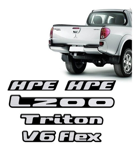 Kit Emblemas L200 Triton Hpe V6 Flex 2010 Adesivos Resinados