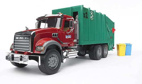   Mack Granite Rear Loading Garbage Truck Ruby Red Gree...