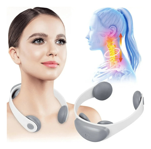 Masajeador De Cuello Inteligente Con Tecnología Tens Y Ems Color Blanco