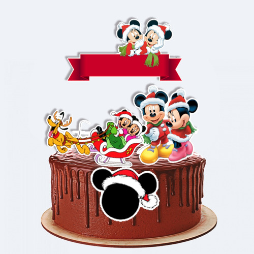 Topo De Bolo Topper Mickey E Minnie Feliz Natal 