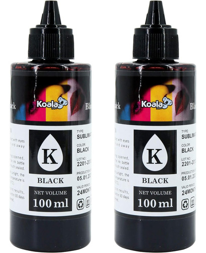 Koala - Botellas De Tinta De Sublimación Negra De 200 ...
