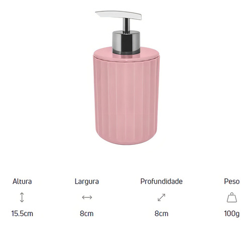 Suporte Porta Sabonete Líquido Dispenser 400ml Groove Cores Cor Rosa