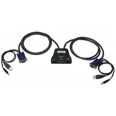 Imagen 2 de 5 de Mini Switch Kvm Usb 2 En 1 Manhattan 151245 Negro / V /v