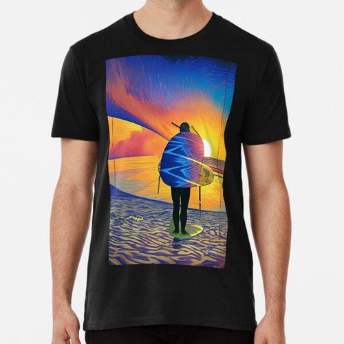 Remera Pintura De Surf Al Atardecer Algodon Premium