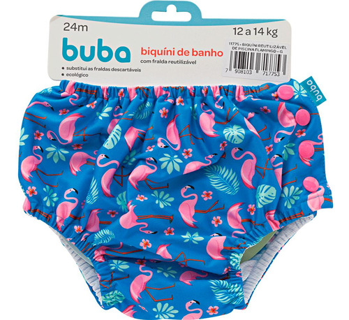 Biquíni De Banho Com Fralda Reutilizável Buba Flamingo