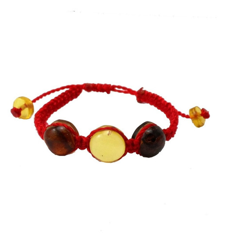 Pulsera De Ambar Hilo Seda Rojo Medida Para Bebes