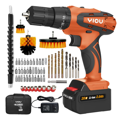 Yiou Kit De Taladro/destornillador Inalmbrico De 20 V Max Co