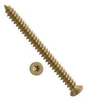 Comprar Tornillo Torx Dorado Para Hormigón T30 7.5x92mm Skyhard | Ideal Aberturas De Pvc, Aluminio, Mampostería Y Hormigón | Caja Por 100 Unidades