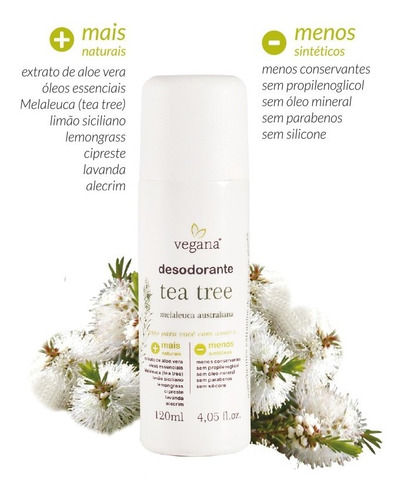 Desodorante Tea Tree Melaleuca Australiana Vegana - 120ml