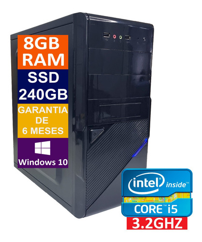 Imagem 1 de 5 de Pc Computador Cpu Intel Core I5 + Ssd 240gb, 8gb Memória Ram