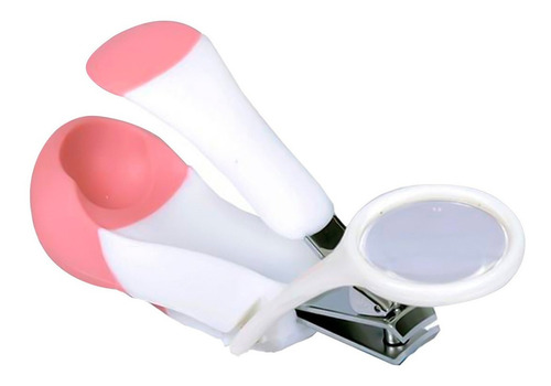 Kit de cuidado para bebês Clingo Cortador de Unha Com Lupa rosa