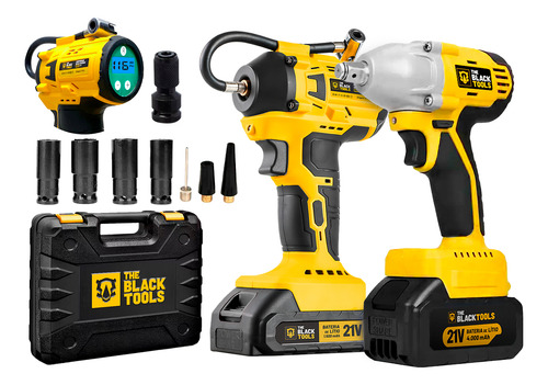 Compressor De Ar 21v + Chave Impacto Sem Escovas Com Maleta