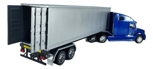 Tráiler Freightliner Columbia Esc. 1:32 Caja Seca Welly Azul, Plateado