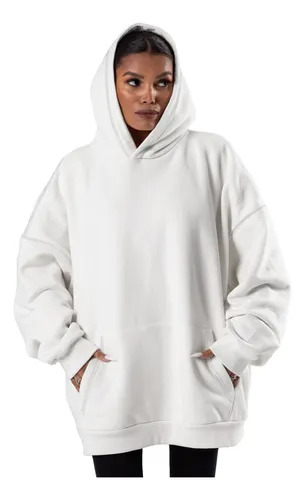 Buzo Oversize Canguro Enorme Algodon Con Frisa Hoodie Mujer