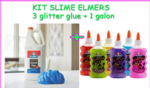 Kit De Slime Elmers X 4 Piezas 3 Glitter Glue + 1 Galon Glue