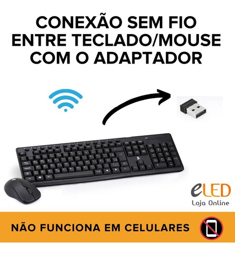 Imagem 2 de 7 de Kit Teclado E Mouse Bluetooth Wireless 2.4 Ghz Escritório
