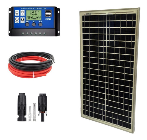 Kit Painel Placa Energia Fotovoltaica 30w Controlador 30a