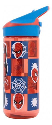 Botella Tritán Spiderman 620ml Con Pajita Color Rojo