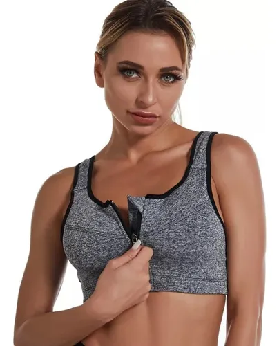 Crop Top Deportivo Ajustable Con Cremallera - Gris Ref. 2070